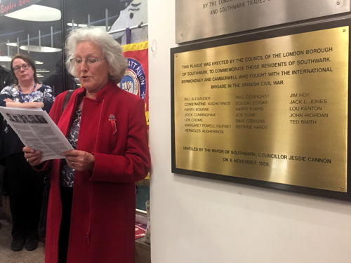 Spanish Civil War: plaque honouring Southwark fighters relocated