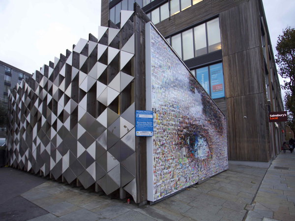 Giant photo mural in Tower Bridge Road