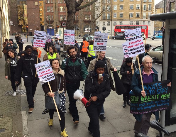 Anti-Trump and Brexit protest march starts at Elephant & Castle