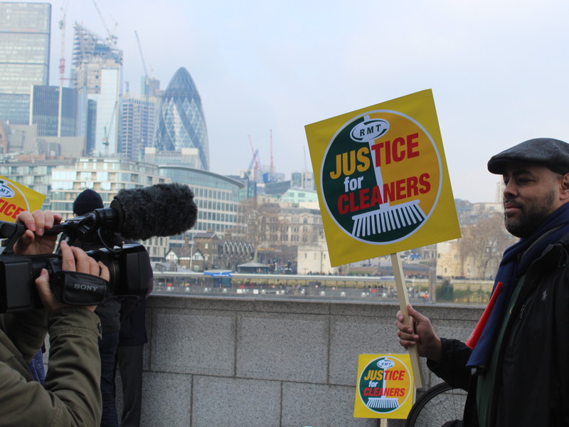 'Justice for tube cleaners' protest held at City Hall