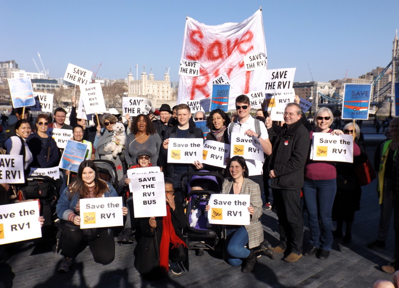 Save the RV1: locals march on City Hall to show support for bus