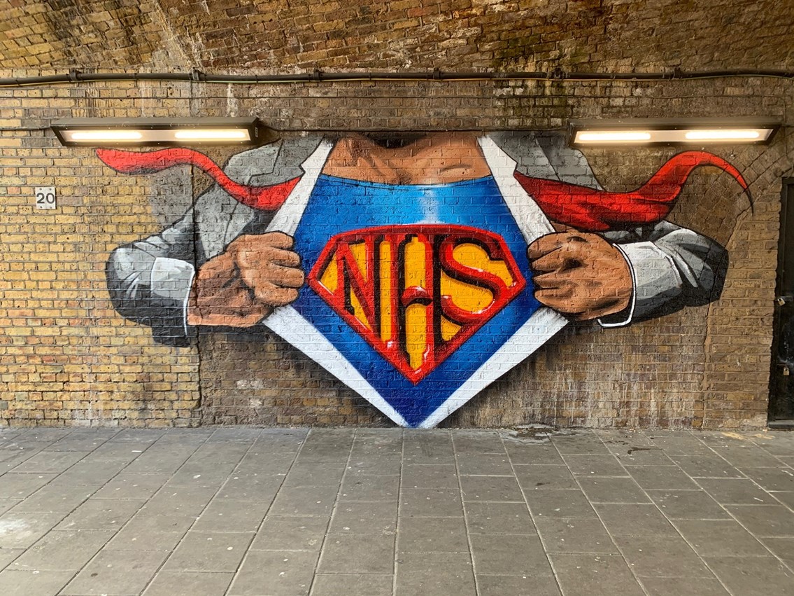 NHS superhero mural appears in Waterloo railway arch