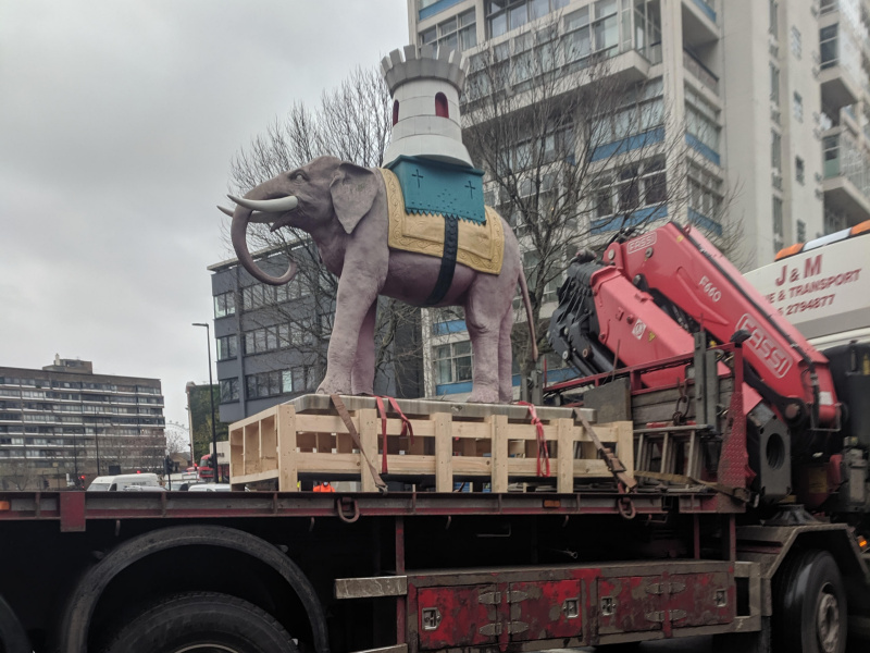 Elephant & Castle statue leaves its perch outside shopping centre