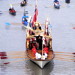 Queen's row barge Gloriana returns to tidal Thames for Tudor Pull