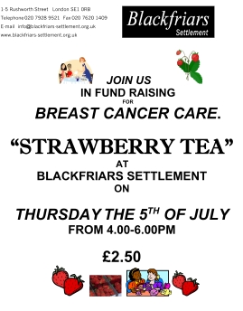 Strawberry Tea at Blackfriars Settlement