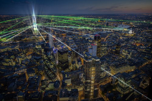 Shard inauguration light and laser show at The Shard