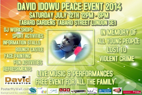 David Idowu Peace Event at Tabard Gardens