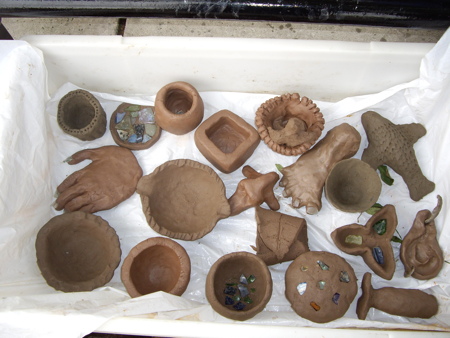 Potmaking for Firing on the Foreshore at Bankside foreshore